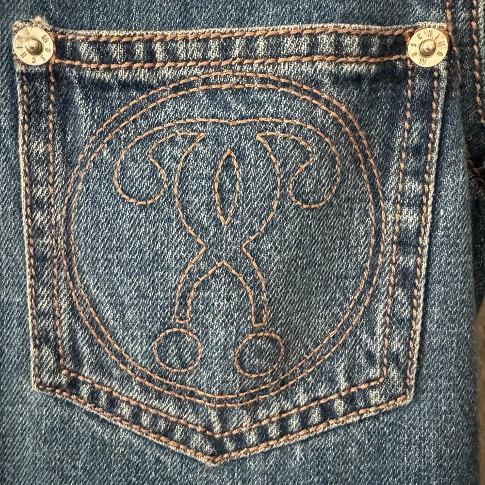 EUC Moschino Couture Distressed Denim Jean Shirt Jacket Size 2 X small Italy